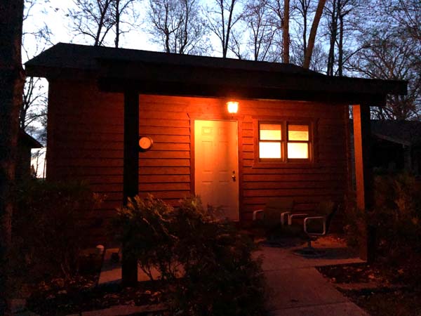 cabin at night time